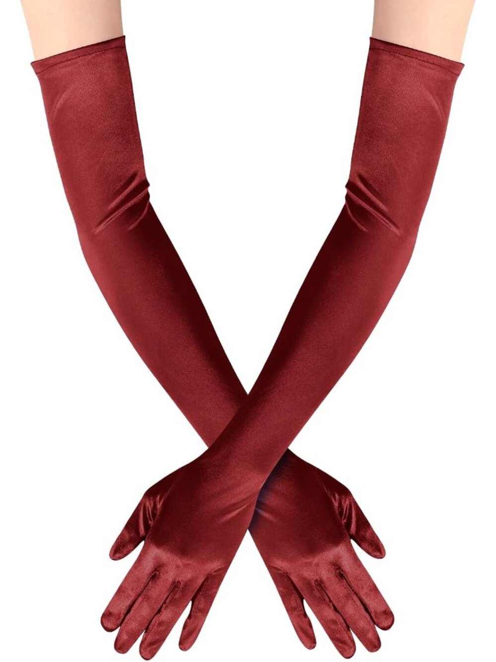 Women's Wine Red Elbow Length 1920s Flapper Halloween Cosplay Opera Gloves